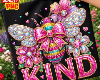Type d'abeille PNG : strass, santé mentale positive, coquette noeud floral sublimation design, téléchargement numérique