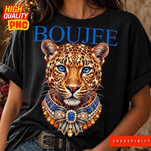 Create the ultimate statement pieces with this luxurious Boujee jeweled leopard sublimation design bundle! This glamorous set includes two stunning color variations—emerald green and sapphire blue—featuring a jaguar head completely encrusted in sparkling diamonds and intricate gold details. Perfectly capturing the trendy maximalist aesthetic, these high-quality PNGs