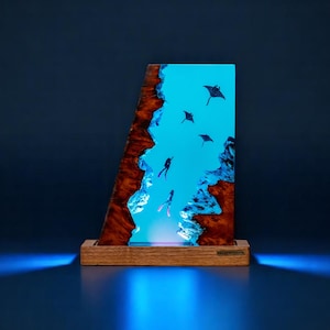 Stingray Lamp – LED Sea Animal Night Light, Ocean-Inspired Decor for Kids and Adults, Unique Nautical Gift for Marine Life and Beach Lovers