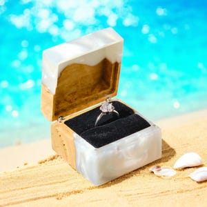 White Ring Box – Luxurious Velvet Jewelry Holder for Engagement, Wedding, Proposal, Anniversary, Personalized Gift for Special Occasions