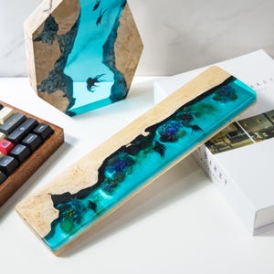 Ocean Wood wrist rest Manta Ray coral Mechanical keyboard wrist rests Custom Color Wrist Rest Custom keyboard wrist cushion Gift for Him