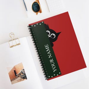 Personalized Cat Spiral Notebook - Cute Black Cat Design, Journal for Cat Lovers, Custom Name Notebook, Back toSchool, School Supplies