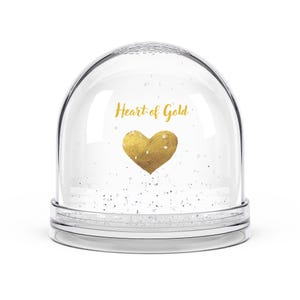 Bola de nieve, Bola de nieve con forma de corazón de oro, Bola de nieve con forma de amor, Decoración para el día de San Valentín, Regalo romántico, Bola de nieve navideña