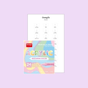 Carta de colores GuangNa Macaron (formato PDF digital en blanco - 24 marcadores acrílicos con pincel - coloración misteriosa de Disney) tiktok @linecoloriage