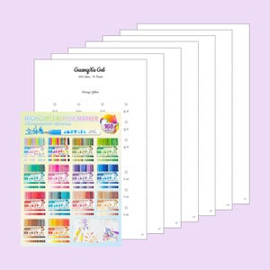 Puede incluir: Un conjunto de rotuladores acrílicos de 168 colores, exhibidos con hojas de papel blanco. El empaque del rotulador presenta el texto "HIGH GLOSS ACRYLIC MARKER" y "Guang Na Gel".