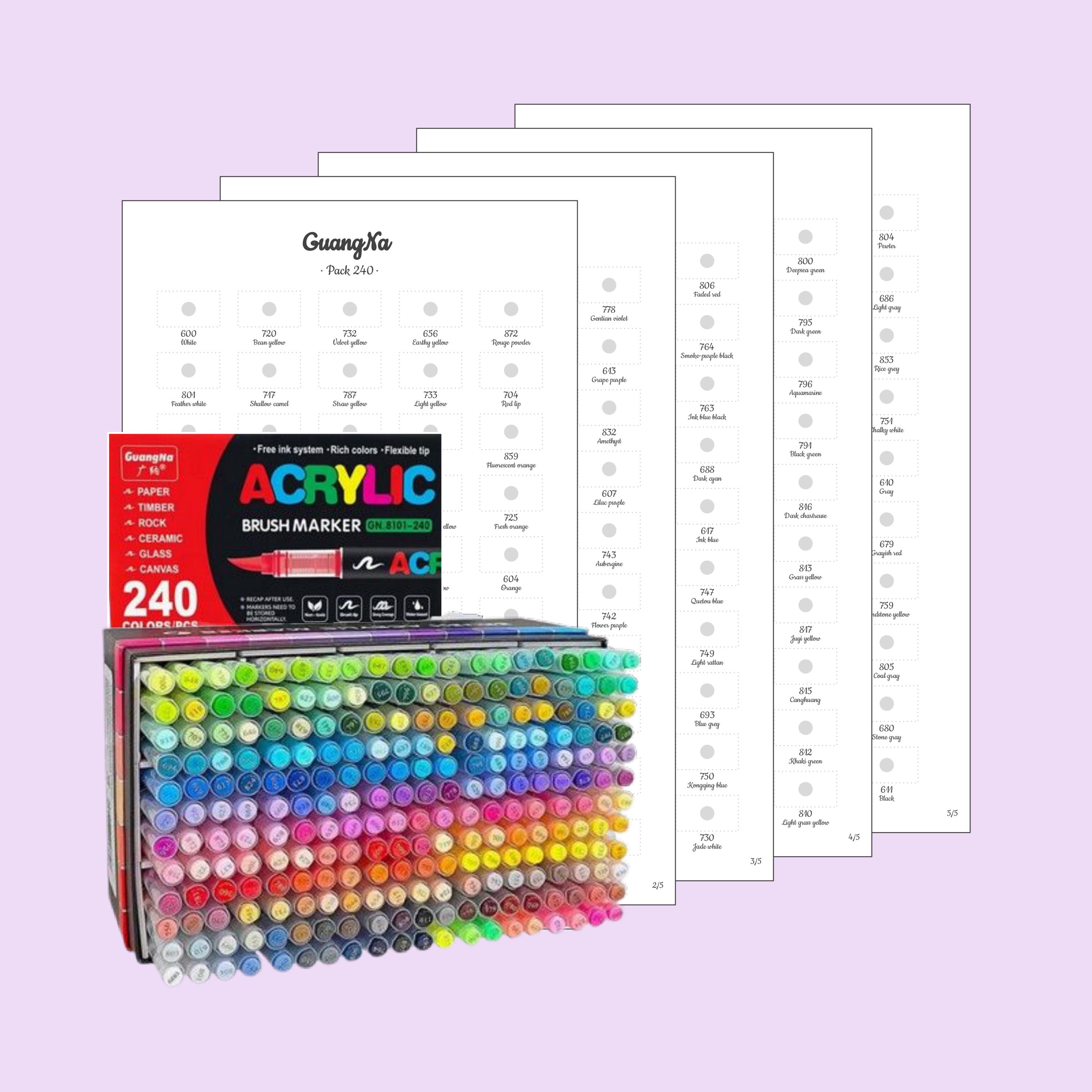 Guangna 240 Color Chart (blank Digital PDF Format - Brush Acrylic