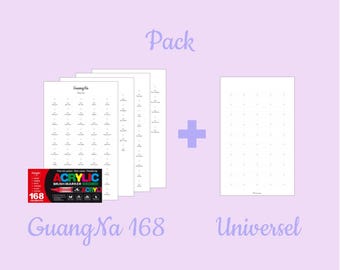 GuangNa 168 + Universal Color Chart Pack (Blank Digital PDF Format - Brush Acrylic Marker Pens - Disney Mystery Coloring)