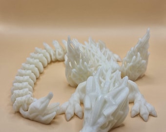 Glow in the Dark Crystal Winged Dragon: 3D Printed Articulated Fantasy Decor