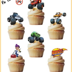Blaze and the Monster Machines stand up edible cupcake toppers- pack of 24 toppers Pre-Cut, Sturdy, Edible Wafer Card, Various Designs