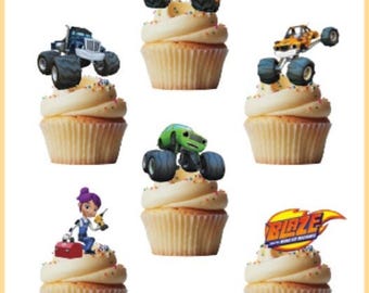 Blaze and the Monster Machines stand up edible cupcake toppers- pack of 24 toppers Pre-Cut, Sturdy, Edible Wafer Card, Various Designs