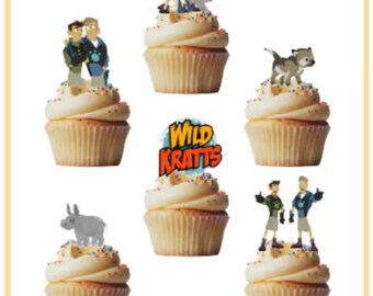 Może przedstawiać: Toppery na babeczki Wild Kratts z postaciami Aviva, Chris, Martin i Koki, a także różnymi zwierzętami. Toppery są wstępnie wycięte i gotowe do użycia. Tekst "Wild Kratts" jest również dołączony.