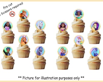 Unicorn Academy stand up edible cupcake toppers- pack of 24 toppers Pre-Cut, Sturdy, Edible Wafer Card, Various Designs
