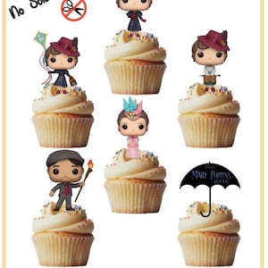 Mary Poppins stand up edible cupcake toppers- pack of 24 toppers
