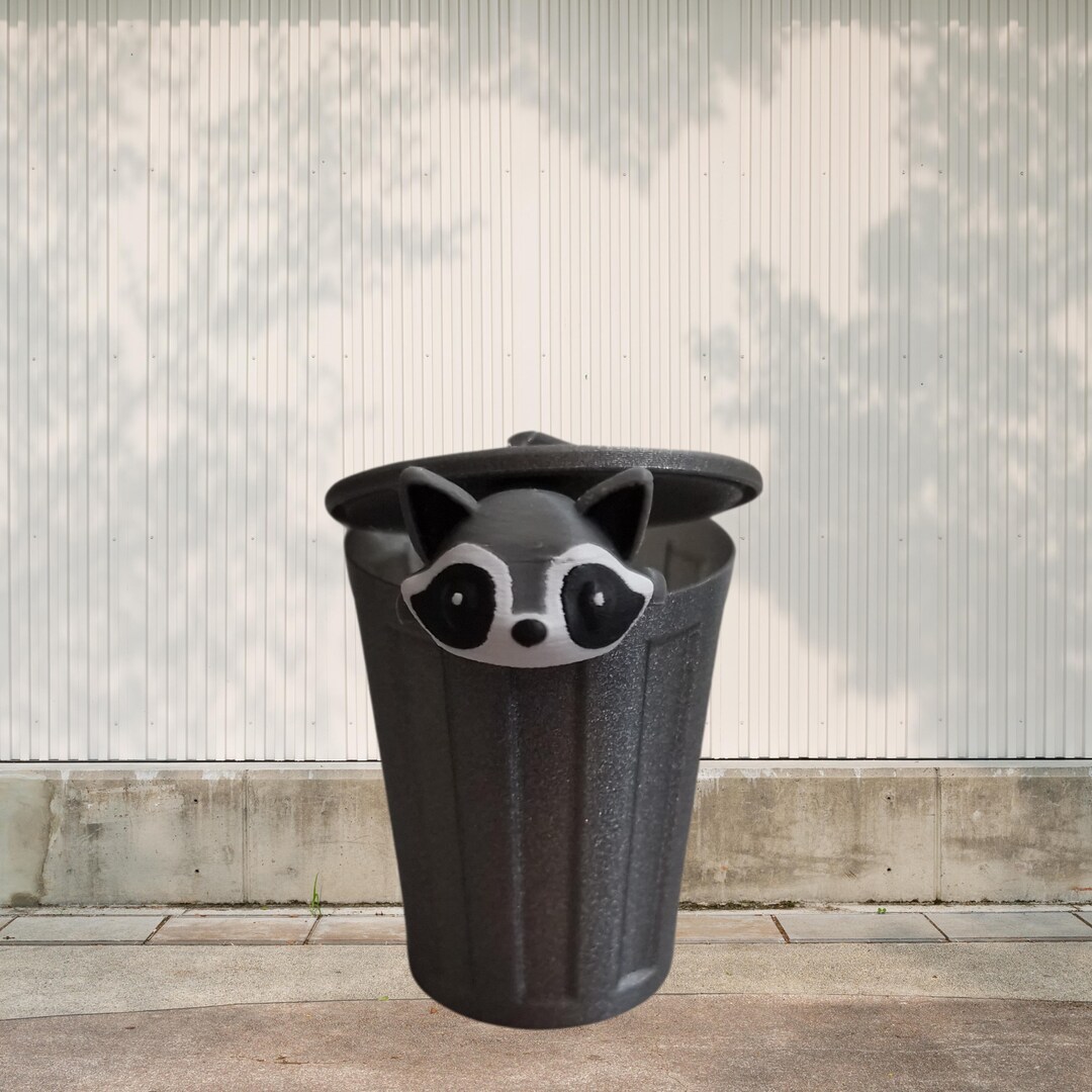 3D Printed Articulated Raccoon Desk Toy With Trash Can - Etsy