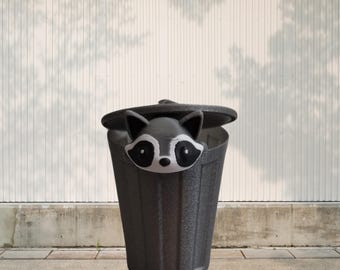 3D Printed Articulated Raccoon Desk Toy with Trash Can