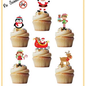 Christmas Characters 003 stand up edible cupcake toppers- pack of 24 toppers