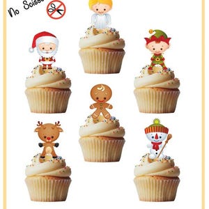 Christmas Characters 002 stand up edible cupcake toppers- pack of 24 toppers