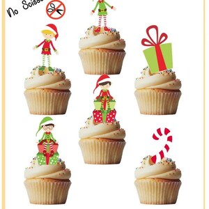 Christmas Boy Elves 006 stand up edible cupcake toppers- pack of 24 toppers