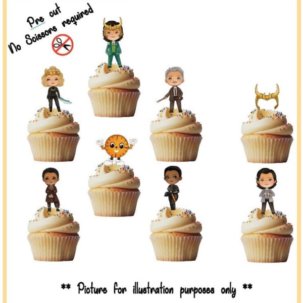 Loki stand up edible cupcake toppers- pack of 24 toppers