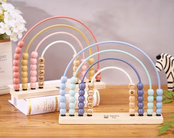 Personalized Baby Abacus,Wooden Rainbow Abacus,Custom Name Abacus,Counting Tool,Educational Toy,Baby Shower Gift,Birthday Gift,Gift for Kids