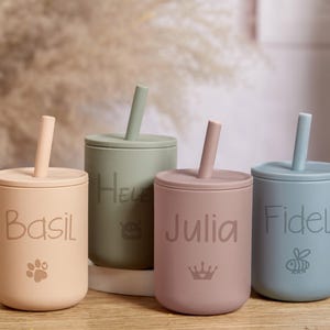 Custom Name Silicone Straw Sippy Cup for Baby,Baby Silicone Cup,Toddler Training Cup,No Spill Baby Cup,Newborn Baby Birthday Gifts