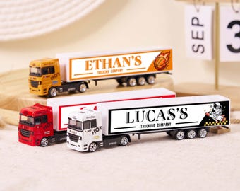 Camion jouet personnalisé avec nom, Voiture jouet personnalisée, Jouets de camion porte-conteneurs, Jouets miniatures de voiture, Fête prénatale de baptême, Cadeau nouveau-né, Cadeau d'anniversaire pour enfant
