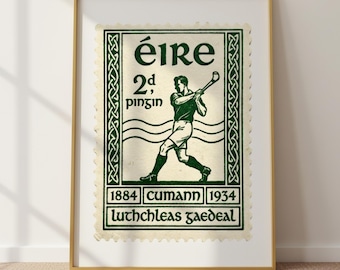 Vintage Ireland Art Print – Irish Stamp Poster – Celtic Wall Art