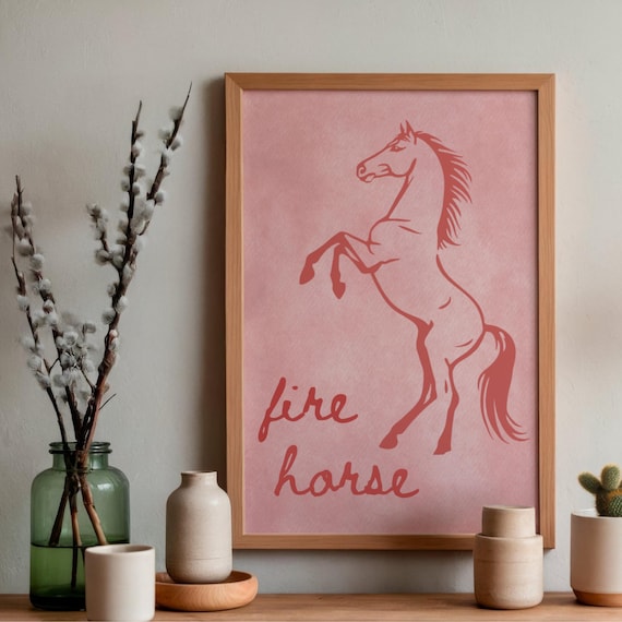 Fire Horse Print, Chinese New Year Poster, Year of the Horse Wall Art, Lunar New Year, Chinese New Year 2026, Chinese Zodiac Print