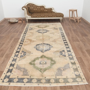 Vintage Runner Rug, Turkish Rug, Oushak Rug, Hallway Rug, 5x11 Rug, 5x11 Runner Rug, 5x11 Turkish Rug, Wool  Runner Rug,Handmade Rug, B-3376
