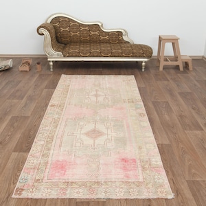 4x9 Runner Rug, 4x9 Oushak Rug, 4x9 Vintage Rug, 4x9 Area Rug,Faded Turkish Rug, Muted Area Rug,Wool Rug, Oushak Vintage Rug, A-1250