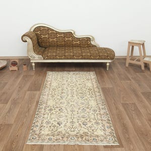 3x7 Faded Rug, 3x7 Vintage Rug, 3x7 Turkish Rug, 3x7 Oushak Rug, 3x7 Handmade Rug, Living Room Rug, Turkey Rug, Neutral aded Rug, S-2919