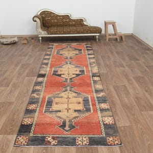 Hallway Rug,Runner Rug,Turkish Rug,Wool Runner Rug,Handmade Rug,Anatolian Rug,Neutral Rug,Oushak Runner Rug,Vintage Runner Rug,Rugs, B-3417
