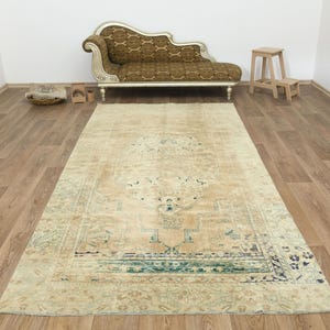 5x11 Turkish Rug,5x11 Oushak Rug,5x11 Vintage Rug,Living Room Rug,Turkey Rug,Anatolian Rug,Handmade Rug,Neutral Rug,Oushak Area Rug,A-1604