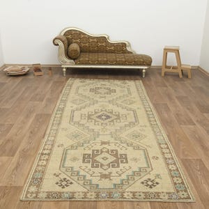 Tapete Oushak Vintage 4x11, Tapete Turco de Lã Tecido à Mão, Tapete Passadeira Longo, Decoração Anatólia para Casa, B-4121