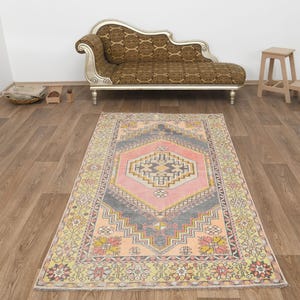 Turkish Rug,Wool Rug,Oushak Rug,Handmade Rug,Custom Rug,Anatolian Rug,Neutral Rug,Vintage Rug,Bedroom Rug,Boho Rug,4x8 Rug,4x8,Rugs, A-1313