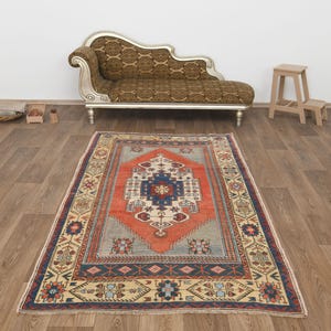 Turkish Rug, Wool Rug, Handmade Rug, Custom Rug, Anatolian Rug, Neutral Rug,Oushak Rug,Area Rug,Vintage Rug,Bedroom Rug,4x8 Rug,Rugs, A-1461