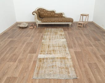 3x9 Runner Rug,3x9 Entry Rug,Kitchen Rug,Anatolian Rug,3x9 Handmade Rug,Brown Faded Rug,Home Decor Rug,3x9 Hallway Rug,Living Room ,B-3579
