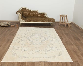 Turkish Rug, Wool Rug, Area Rug, Handmade Rug, Oushak Rug, Vintage Rug, Anatolian Rug, Neutral Rug, Antique Rug, 5x8 Rug, 5x8, Rugs, S-2881