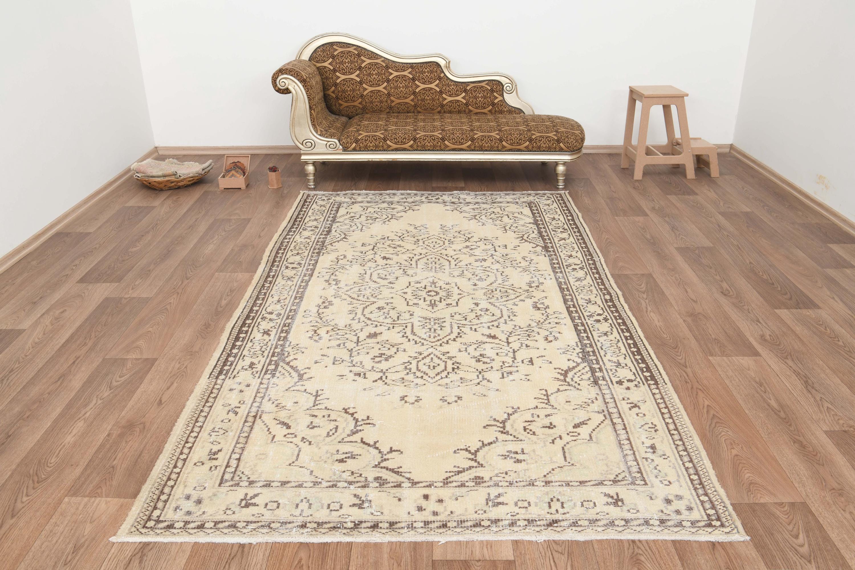 Christmas Gift Rug, Natural Rug, 5x9 Rug, Oushak Rug, Vintage Rug