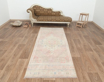 3x9 Rug, 3x9 Runner Rug, 3x9 Entry Rug, 3x9 Hallway Rug, 3x9 Bedroom Rug,3x9,Turkish Runner Rug,Oushak Runner Rug,Vintage Runner Rug, B-3561