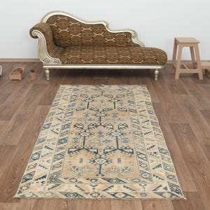 4x7 Vintage Rug, 4x7 Oushak Rug, 4x7 Turkish Rug, 4x7 Faded Rug, Vintage Wool Rug, Organic Rug, Anatolian Rug, Handwoven Rug, Turkey ,A-1523