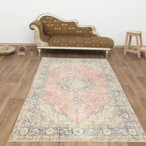 5x8, Oushak Rug, 5x8 Turkish Rug, Vintage Rug, 5x8 Area Rug,  Neutral Rug, 5x8 Oushak Rug, Bohemian Rug, Turkish Rug,Vintage Area Rug,S-2993
