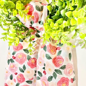 Valentine Floral Fabric Wreath Sash/Spring Wreath Sash/Wreath Decor Sash/Wreath Accessory/Wreath Fabric Sash/5 inches wide x 52 inches long