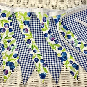 Blueberry Fabric Banner/Blueberry Fabric Bunting/Blueberry Fabric Garland/Blueberry Highchair Fabric Banner/Blueberry Baby Shower/Blueberry