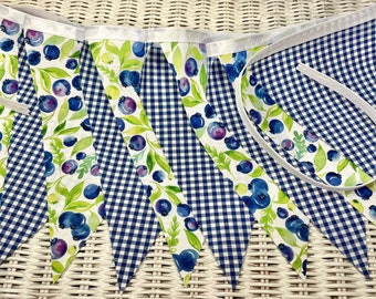 Blueberry Fabric Banner/Blueberry Fabric Bunting/Blueberry Fabric Garland/Blueberry Highchair Fabric Banner/Blueberry Baby Shower/Blueberry