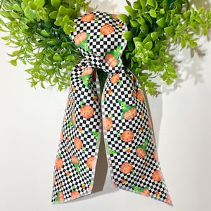Fall Wreath Sash/Fall Wreath Decor/Orange/Black Gingham Wreath Sash/Pumpkin Wreath/Orange Wreath Sash/Thanksgiving/Boxwood Wreath Sash Decor