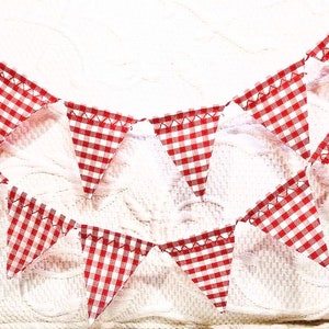 Free USA Shipping/Red Gingham Cake Banner/Tiered Tray Fabric Banner/Strawberry Cake Banner/Farmer Market Cake Banner/Red Gingham Cake Topper