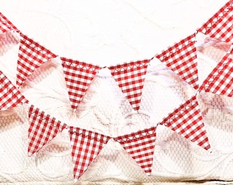 Free USA Shipping/Red Gingham Cake Banner/Tiered Tray Fabric Banner/Strawberry Cake Banner/Farmer Market Cake Banner/Red Gingham Cake Topper