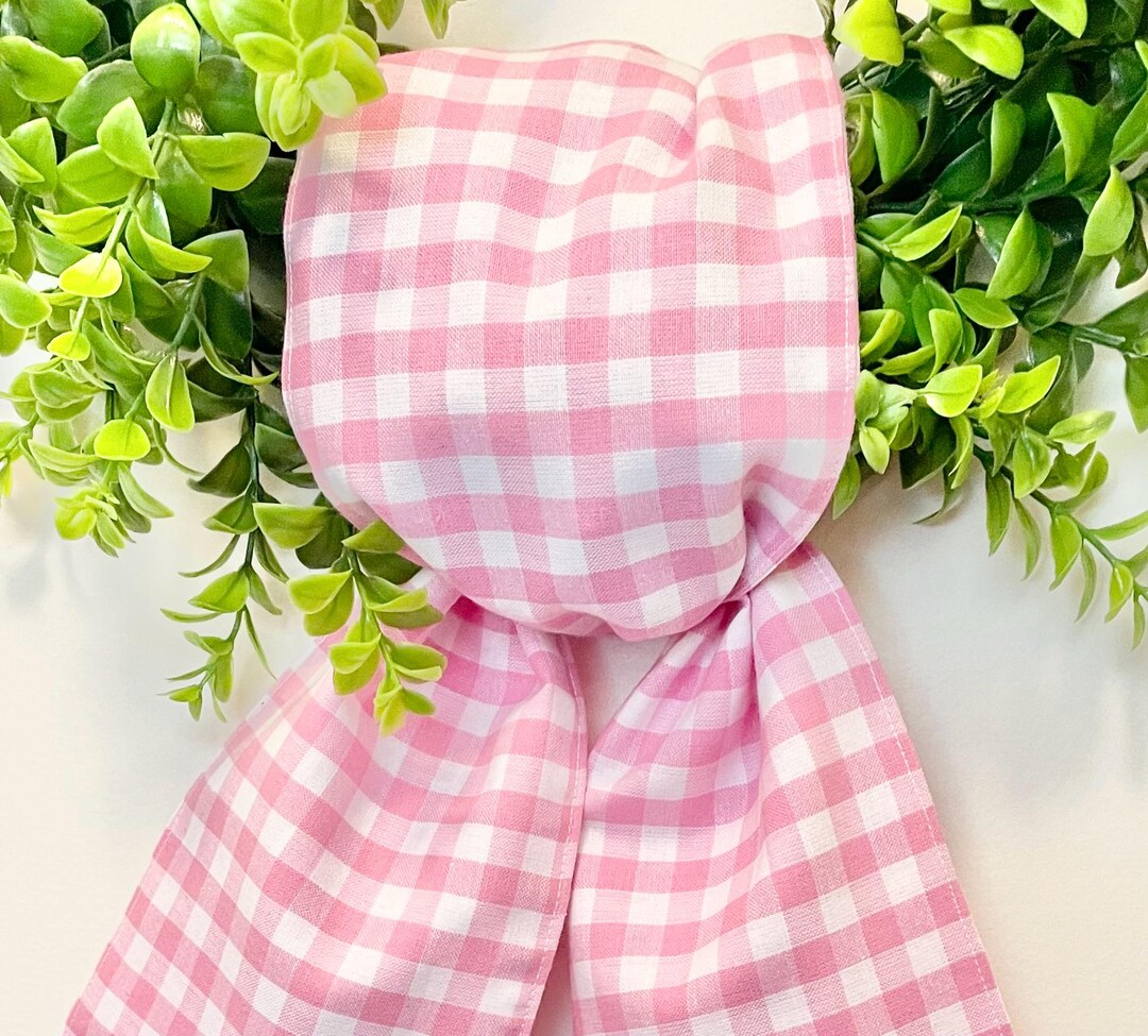 Spring Sashes Pink Gingham Fabric Wreath Sash/ Spring Wreath Sash/wreath Decor/wreath ...