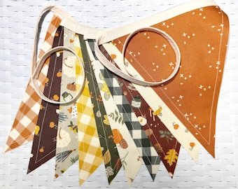 Fall Fabric Banner/Fall Fabric Garland/Fall Fabric Bunting/Fall Home Decor/Pumpkin Fabric Banner/Fall Harvest Fabric Banner/Fall Leaves